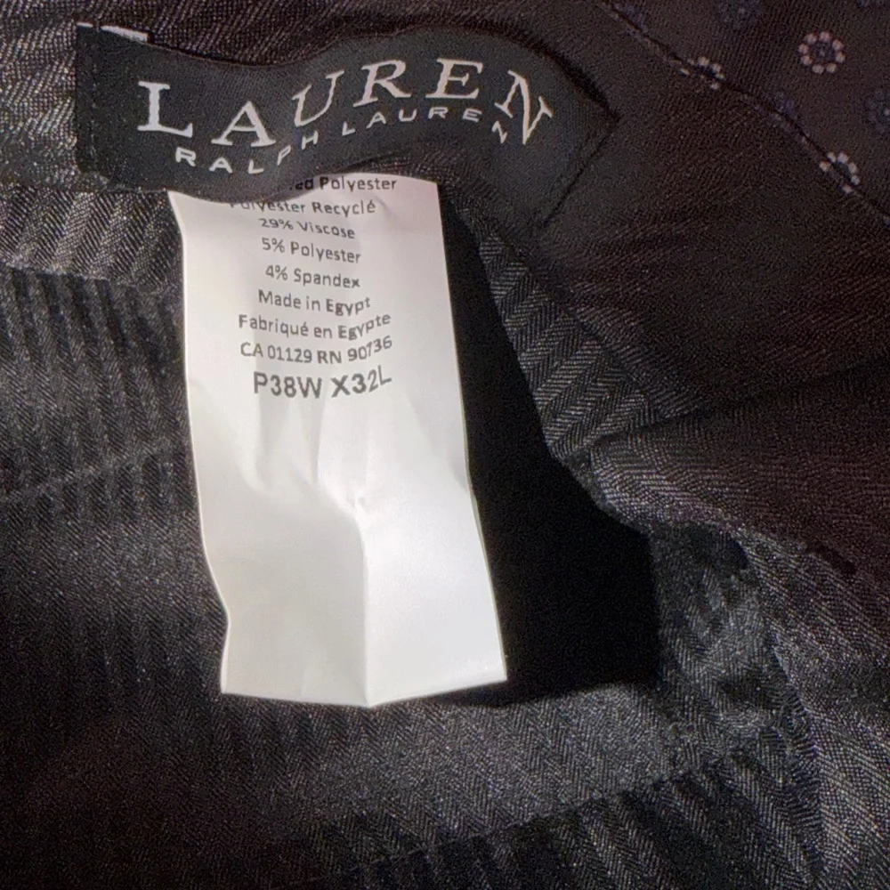 Lauren Ralph Lauren Men's Classic-Fit Solid Flat-Font BLACK 38x32 Pants NWT‎